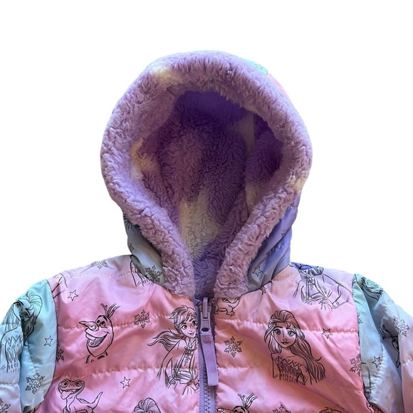 Disney Frozen Girls Snow Jacket 2 in 1 Reversible Winter Fleece Kids 3T - Picture 3 of 8